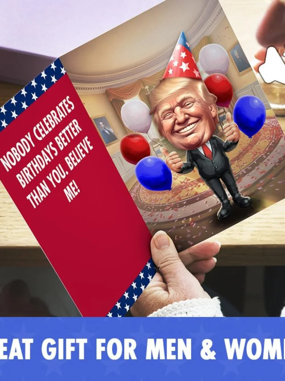 Joyadora Donald Trump Birthday Card Talking - Trump Merchandise Gift, Funny Birt